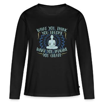 bouddhisme - T-shirt manches longues Premium bio Femme - noir - Devant - Julia (174cm)