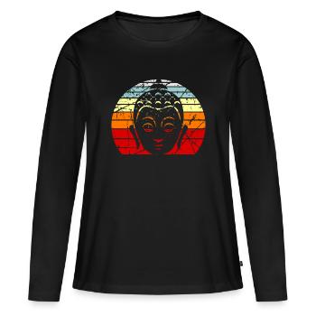 bouddhisme - T-shirt manches longues Premium bio Femme - noir - Devant - Julia (174cm)