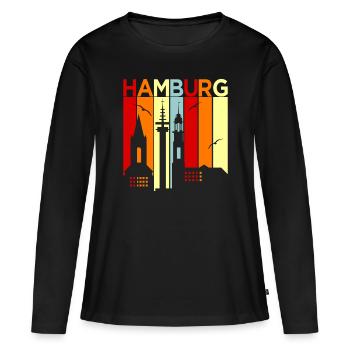 Hambourg - T-shirt manches longues Premium bio Femme - noir - Devant - Julia (174cm)