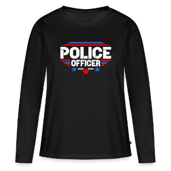 police - T-shirt manches longues Premium bio Femme - noir - Devant - Julia (174cm)