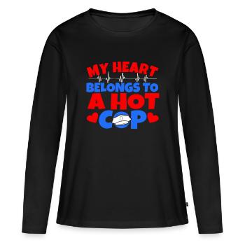 police - T-shirt manches longues Premium bio Femme - noir - Devant - Julia (174cm)