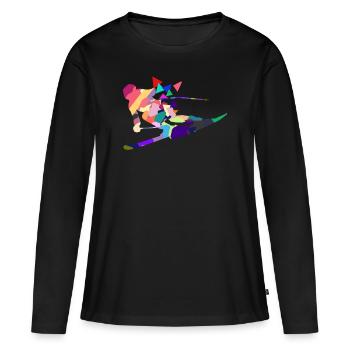 Ski - T-shirt manches longues Premium bio Femme - noir - Devant - Julia (174cm)