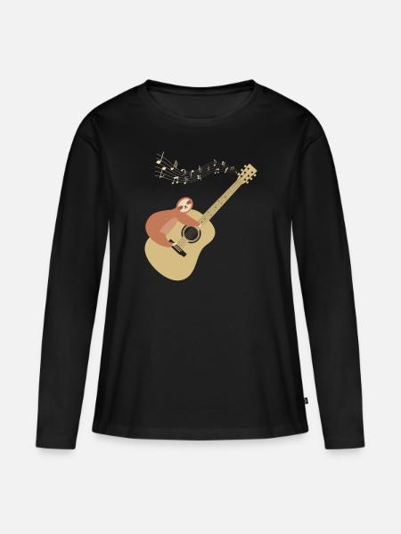 Konzertgitarre Faultier Musik Klassische Gitarre - Frauen Premium Bio Langarmshirt - Schwarz