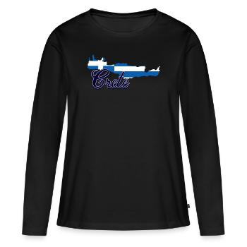 Crète - T-shirt manches longues Premium bio Femme - noir - Devant - Julia (174cm)
