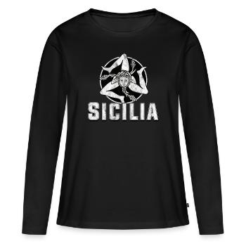 Sicile - T-shirt manches longues Premium bio Femme - noir - Devant - Julia (174cm)