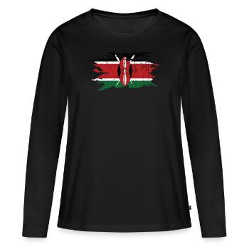 Kenya - T-shirt manches longues Premium bio Femme - noir - Devant - Julia (174cm)