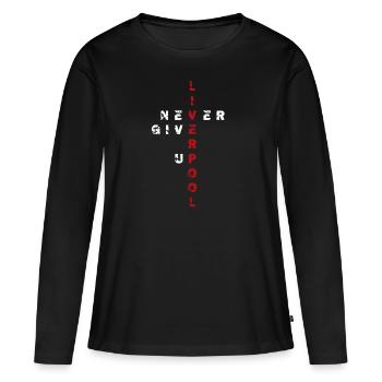 Liverpool - T-shirt manches longues Premium bio Femme - noir - Devant - Julia (174cm)