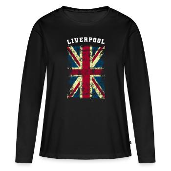 Liverpool - T-shirt manches longues Premium bio Femme - noir - Devant - Julia (174cm)