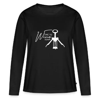 Wein - Frauen Premium Bio Langarmshirt - Schwarz - Vorne - Julia (174cm)
