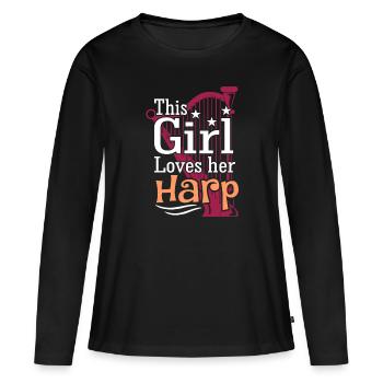 Harfe - Frauen Premium Bio Langarmshirt - Schwarz - Vorne - Julia (174cm)