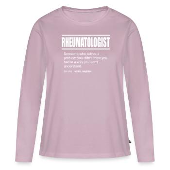 Funny Description Tee Rheumatologist Edition - T-shirt manches longues Premium bio Femme - rose poudré - Devant - Julia (174cm)