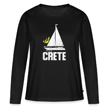 Crète - T-shirt manches longues Premium bio Femme - noir - Devant - Julia (174cm)