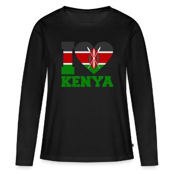 Kenya - T-shirt manches longues Premium bio Femme - noir - Devant - Julia (174cm)