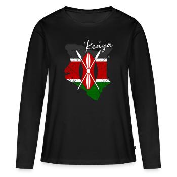 Kenya - T-shirt manches longues Premium bio Femme - noir - Devant - Julia (174cm)