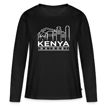 Kenya - T-shirt manches longues Premium bio Femme - noir - Devant - Julia (174cm)