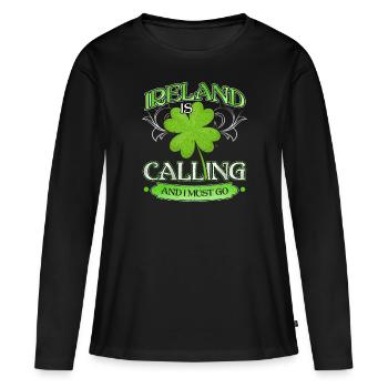 Irland - Frauen Premium Bio Langarmshirt - Schwarz - Vorne - Julia (174cm)
