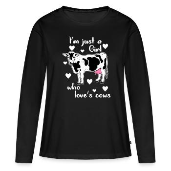 Landwirt Kühe - Frauen Premium Bio Langarmshirt - Schwarz - Vorne - Julia (174cm)