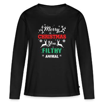 Drôle seul à la maison Films Joyeux Noël - T-shirt manches longues Premium bio Femme - noir - Devant - Julia (174cm)