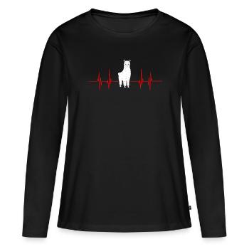 Alpaca llama gift idea Fluffy Shaggy - Women's Premium Organic Long Sleeve Shirt - black - Front - Julia (174cm)