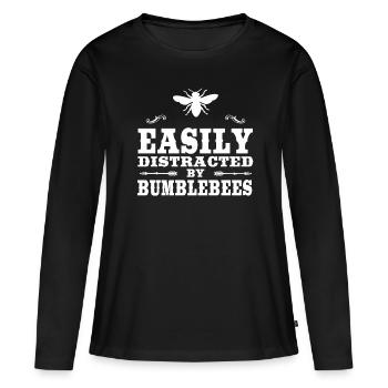 Facilement distrait par les bourdons Drôle de bourdon - T-shirt manches longues Premium bio Femme - noir - Devant - Julia (174cm)
