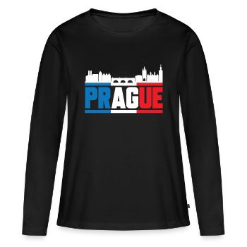 Prague - T-shirt manches longues Premium bio Femme - noir - Devant - Julia (174cm)