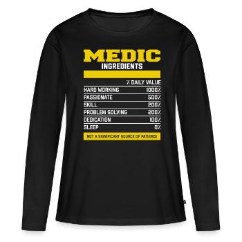 T-shirt de bons ingrédients médicinaux - T-shirt manches longues Premium bio Femme - noir - Devant - Julia (174cm)