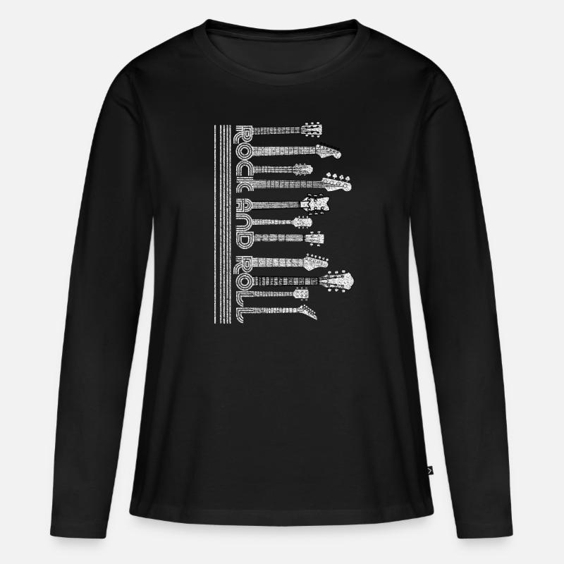 Rock and Roll Gitarren - Frauen Premium Bio Langarmshirt - Schwarz