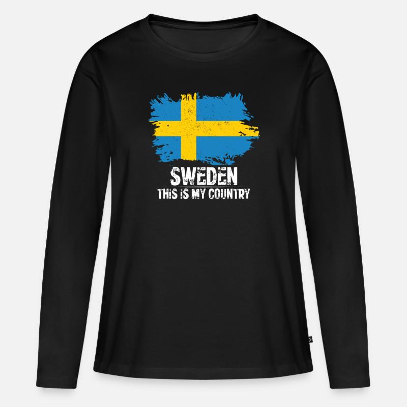 Schweden - Frauen Premium Bio Langarmshirt - Schwarz