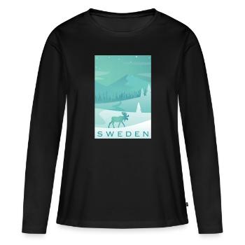Suède - T-shirt manches longues Premium bio Femme - noir - Devant - Julia (174cm)