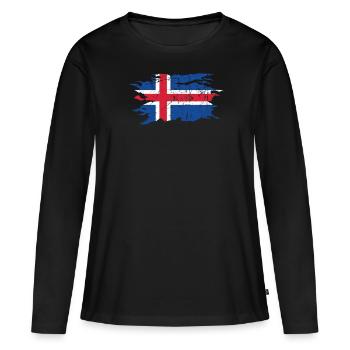 Islande - T-shirt manches longues Premium bio Femme - noir - Devant - Julia (174cm)