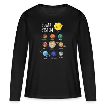 Planètes univers - T-shirt manches longues Premium bio Femme - noir - Devant - Julia (174cm)