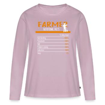 Ingrédients fermiers - T-shirt manches longues Premium bio Femme - rose poudré - Devant - Julia (174cm)