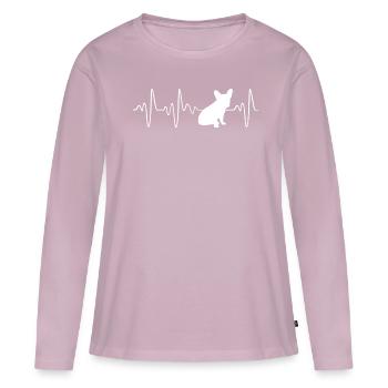 French Bulldog T Shirt For Men And Women - T-shirt manches longues Premium bio Femme - rose poudré - Devant - Julia (174cm)