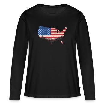 Amérique - T-shirt manches longues Premium bio Femme - noir - Devant - Julia (174cm)