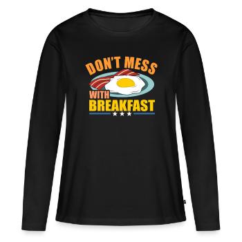 petit déjeuner - T-shirt manches longues Premium bio Femme - noir - Devant - Julia (174cm)