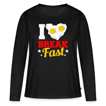 petit déjeuner - T-shirt manches longues Premium bio Femme - noir - Devant - Julia (174cm)
