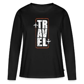 Reise - Frauen Premium Bio Langarmshirt - Schwarz - Vorne - Julia (174cm)