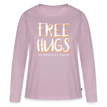 Câlin - T-shirt manches longues Premium bio Femme - rose poudré - Devant - Julia (174cm)
