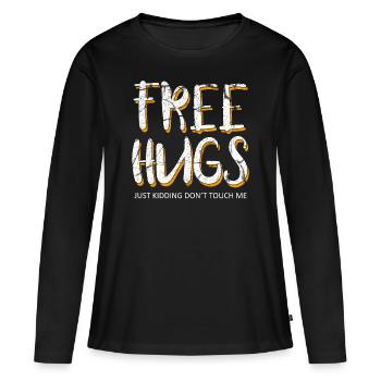 Hug - Women's Premium Organic Long Sleeve Shirt - black - Front - Julia (174cm)