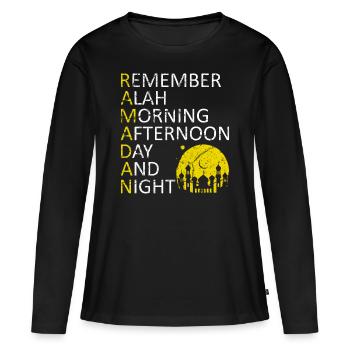 Ramadan Islam croyance islamique cadeau musulman - T-shirt manches longues Premium bio Femme - noir - Devant - Julia (174cm)