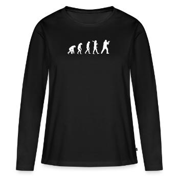 Shooting Evolution Nice T-Shirt - Frauen Premium Bio Langarmshirt - Schwarz - Vorne - Julia (174cm)
