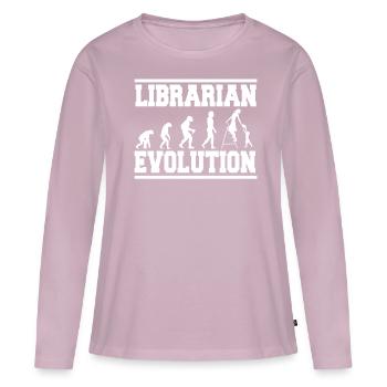 LIBRARIAN EVOLUTION Shirt - Frauen Premium Bio Langarmshirt - Altrosa - Vorne - Julia (174cm)