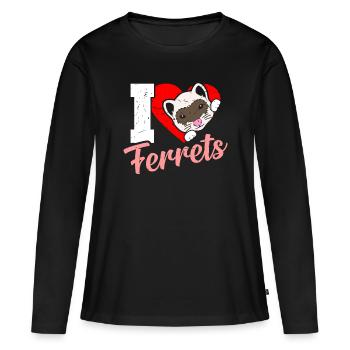 Frettchen - Frauen Premium Bio Langarmshirt - Schwarz - Vorne - Julia (174cm)