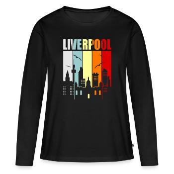 Liverpool - T-shirt manches longues Premium bio Femme - noir - Devant - Julia (174cm)