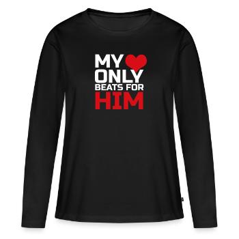 Couple de valentine couple - T-shirt manches longues Premium bio Femme - noir - Devant - Julia (174cm)