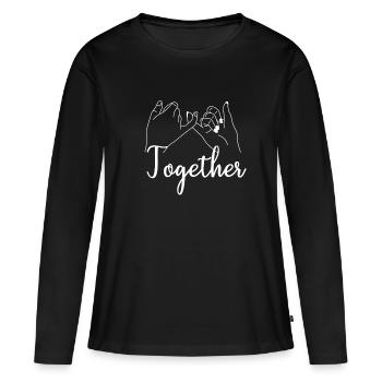 Couple de valentine couple - T-shirt manches longues Premium bio Femme - noir - Devant - Julia (174cm)