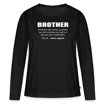 Description du frère - T-shirt manches longues Premium bio Femme - noir - Devant - Julia (174cm)
