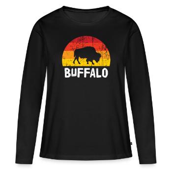 buffle - T-shirt manches longues Premium bio Femme - noir - Devant - Julia (174cm)