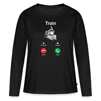train - T-shirt manches longues Premium bio Femme - noir - Devant - Julia (174cm)