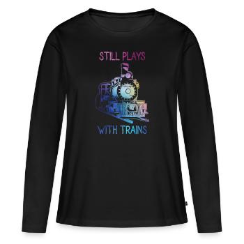 train - T-shirt manches longues Premium bio Femme - noir - Devant - Julia (174cm)